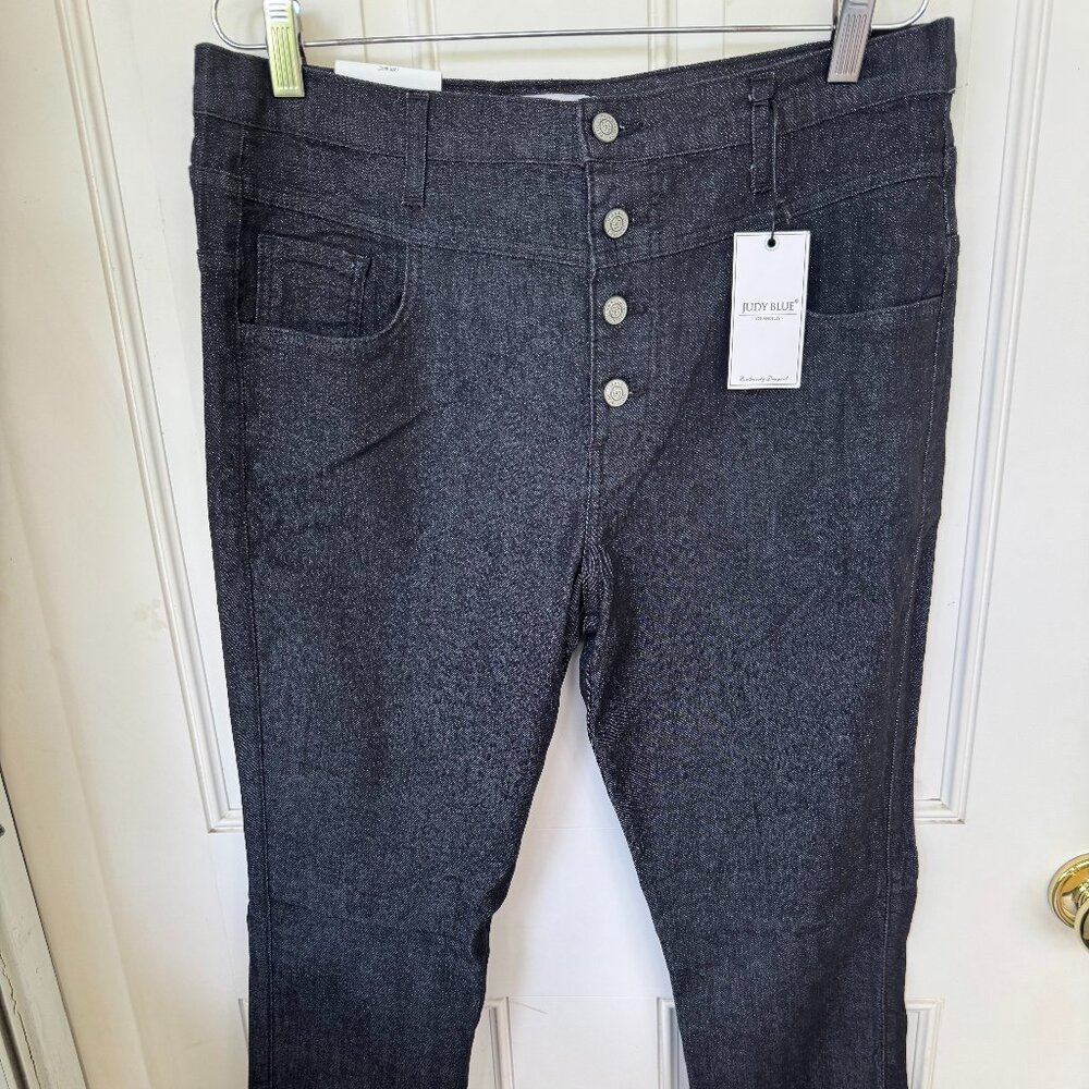 High Waist Dark/Black Button Down Skinny Jeans